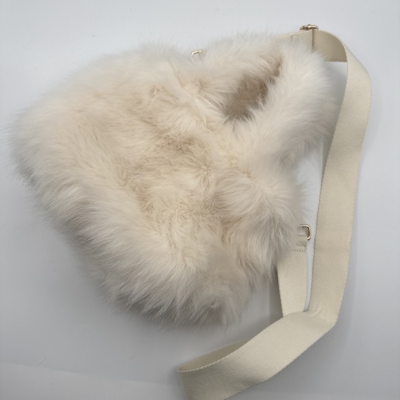 H&M Handbags - H&M Cream‎ Faux Fur Crossbody Bag Soft Plush Winter Cozy Minimalist